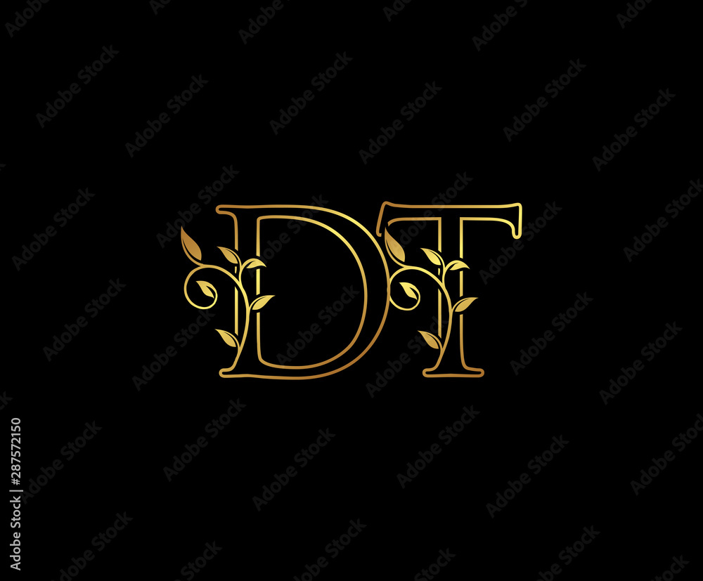 Initial letter D and T, DT, Gold Logo Icon, classy gold letter monogram logo icon suitable for boutique,restaurant, wedding service, hotel or business identity. Initial letter D and T, DT, Gold Logo Icon, classy gold letter monogram logo icon suitable for boutique,restaurant, wedding service, hotel or business identity.