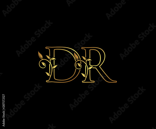 Initial letter D and R, DR, Gold Logo Icon, classy gold letter monogram logo icon suitable for boutique,restaurant, wedding service, hotel or business identity. 