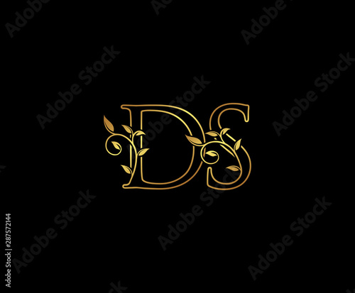 Initial letter D and S, DS, Gold Logo Icon, classy gold letter monogram logo icon suitable for boutique,restaurant, wedding service, hotel or business identity. 