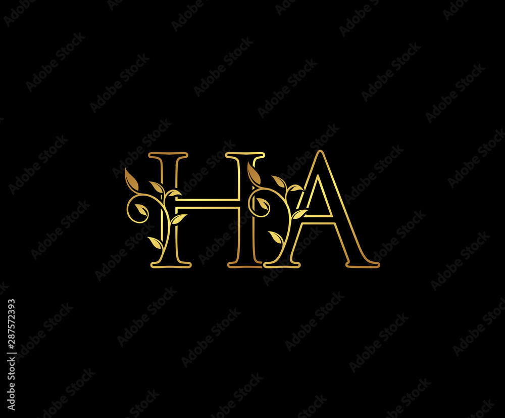 Initial letter H and A, HA, Gold Logo Icon, classy gold letter monogram  logo icon suitable for boutique,restaurant, wedding service, hotel or  business identity. Stock Vector | Adobe Stock