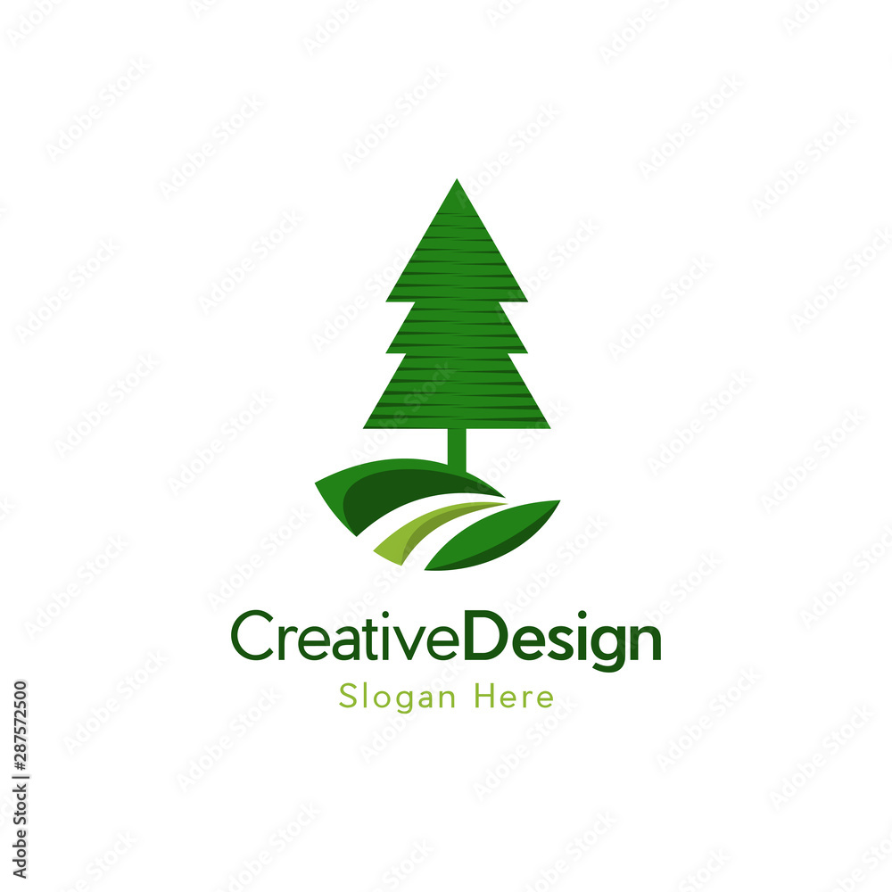 Pine Tree Logo Template. Universal creative premium symbol. Vector illustration. Pine Tree, Pine Forest Vector Illustration.