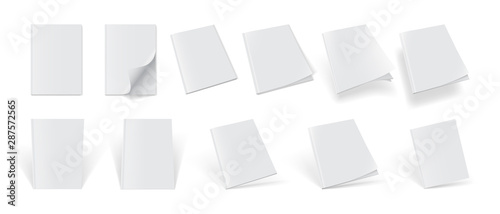 set of magazine covers from different sides on a white background mock up