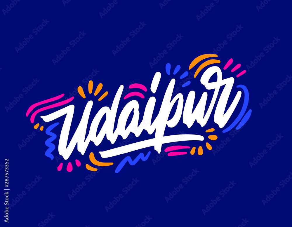 Udaipur handwritten city name.Modern Calligraphy Hand Lettering for Printing,background ,logo, for posters, invitations, cards, etc. Typography vector.