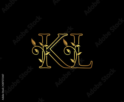 Initial letter K and L, KL, Gold Logo Icon, classy gold letter monogram logo icon suitable for boutique,restaurant, wedding service, hotel or business identity. 