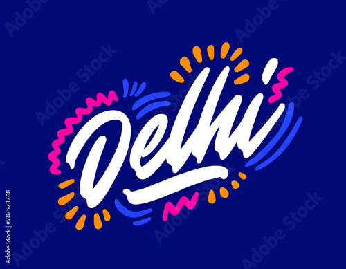 Delhi handwritten city name.Modern Calligraphy Hand Lettering for Printing,background ,logo, for posters, invitations, cards, etc. Typography vector.