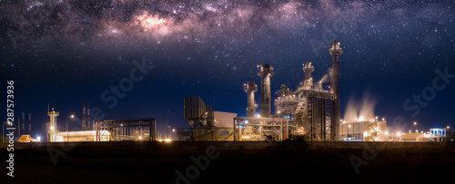 Power plant zone generating electricity at night- images