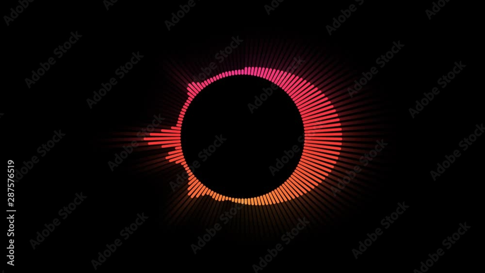 Voice speech circular waveform lines. Loop ready animations. Black and white background versions.