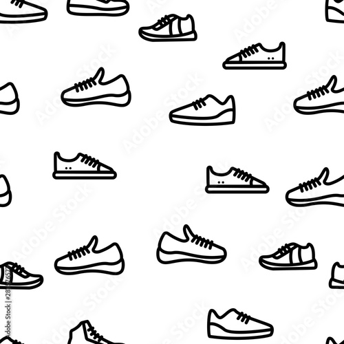 Sneakers Vector Seamless Pattern Thin Line Illustration