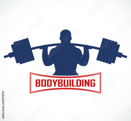 bodybuilding label with silhouette weigh lifter