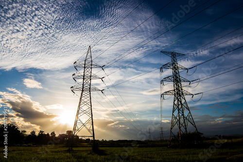 Принти на полотні silhouette of high voltage electrical pole structure