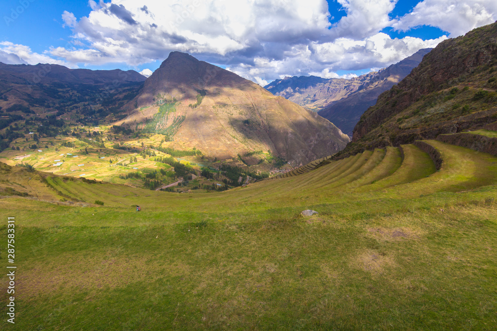 Fototapeta premium Inca cultivation terraces. Pisac, Sacred Valley of the Incas, Peru.