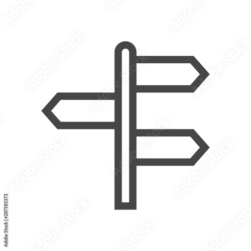 The signpost icon vector, thin lines illustration, pictogram isolated on white background