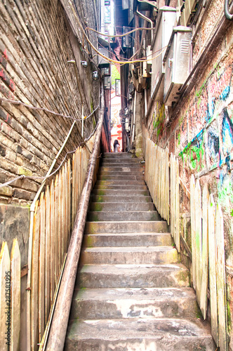 A narrow staircase in Fenghuang town