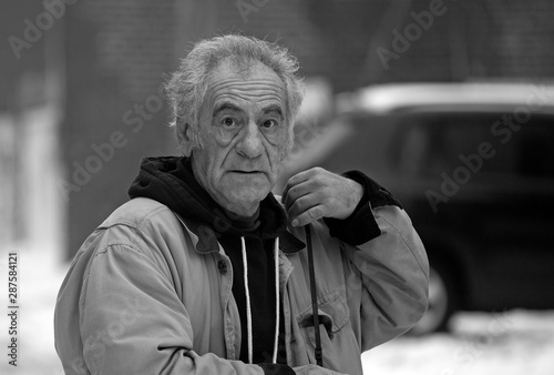 Handsome italian old man portrait, black and white