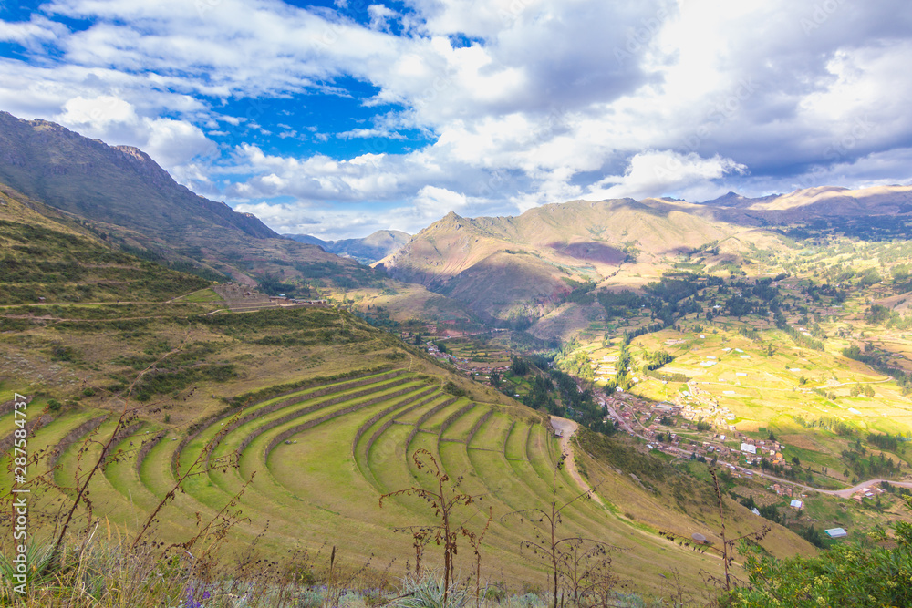 Inca cultivation terraces. Pisac, Sacred Valley of the Incas, Peru.