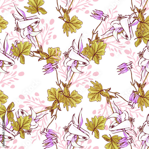 Line art wildflower for fabric design. Petal meaningful wild blossom. Curly pattern twig