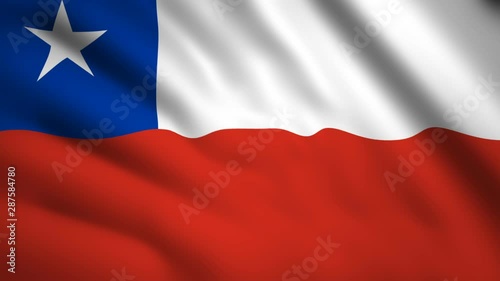 Chile flag Motion video waving in wind. Flag Closeup 1080p HD  footage
