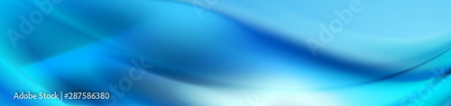 Abstract light blue liquid flowing elegant waves banner design. Smooth silk wavy header background. Vector tech illustration
