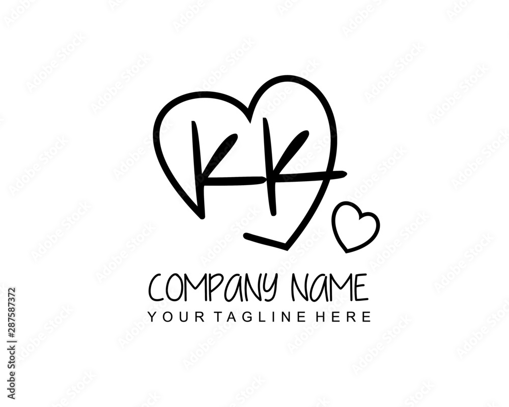 Initial KK letter handwriting logo with heart template vector Stock ...