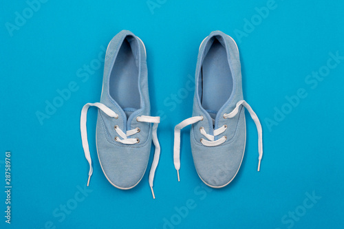 Soft blue color canvas shoes