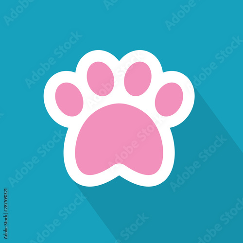 easter pink bunny paw icon- vector illustration