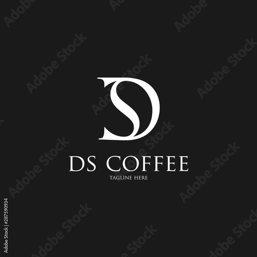letter D and S for DS COFFEE negative space logo design
