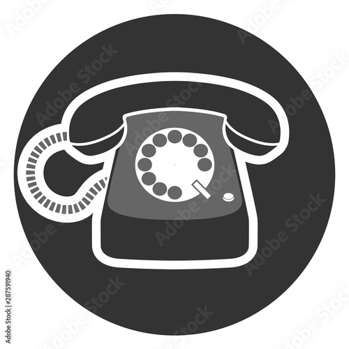 rotary dial operated telephone icon or symbol vector illustration