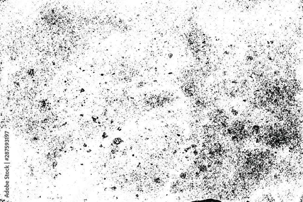 Aged wall texture. Grainy messy overlay of empty, aging, scratched wall. Grunge rough dirty background. Vector Illustration. Black isolated on white background. EPS10.