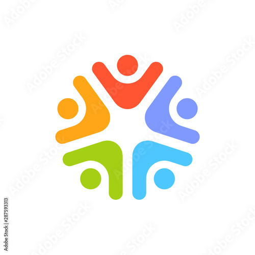 Social Team Network Logo design vector. Teamwork logotype