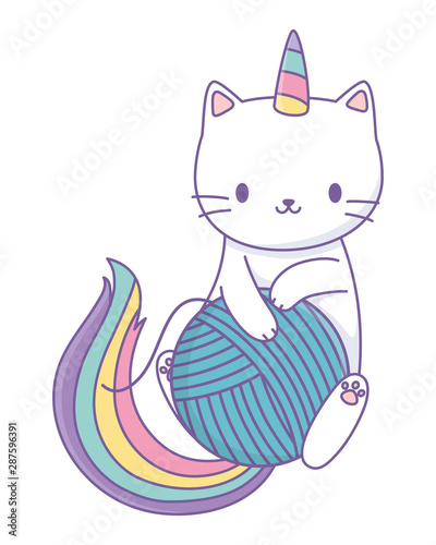 Unicorn cat cartoon vector design