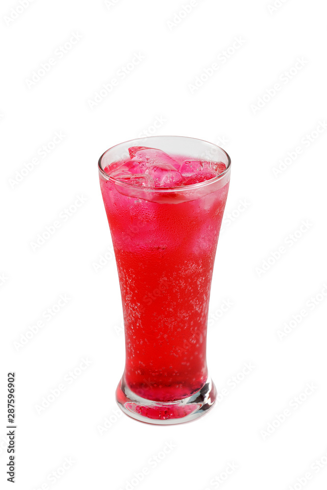 red soda cool drink in glass isolated on white background red soda cool drink in glass isolated on white background
