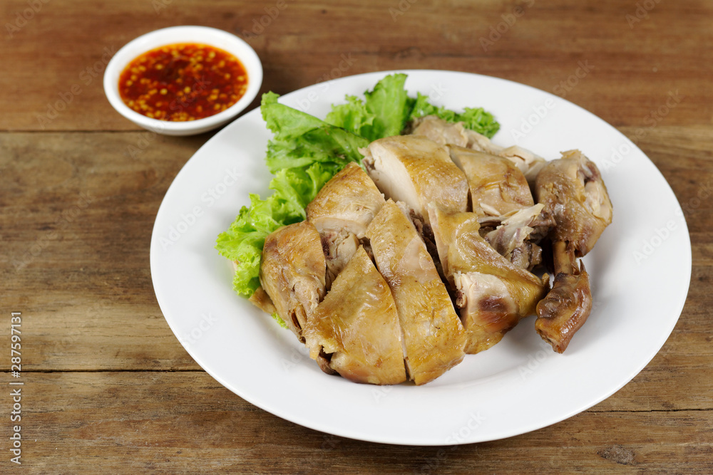 Boiled chicken with fish sauce Boiled chicken with fish sauce