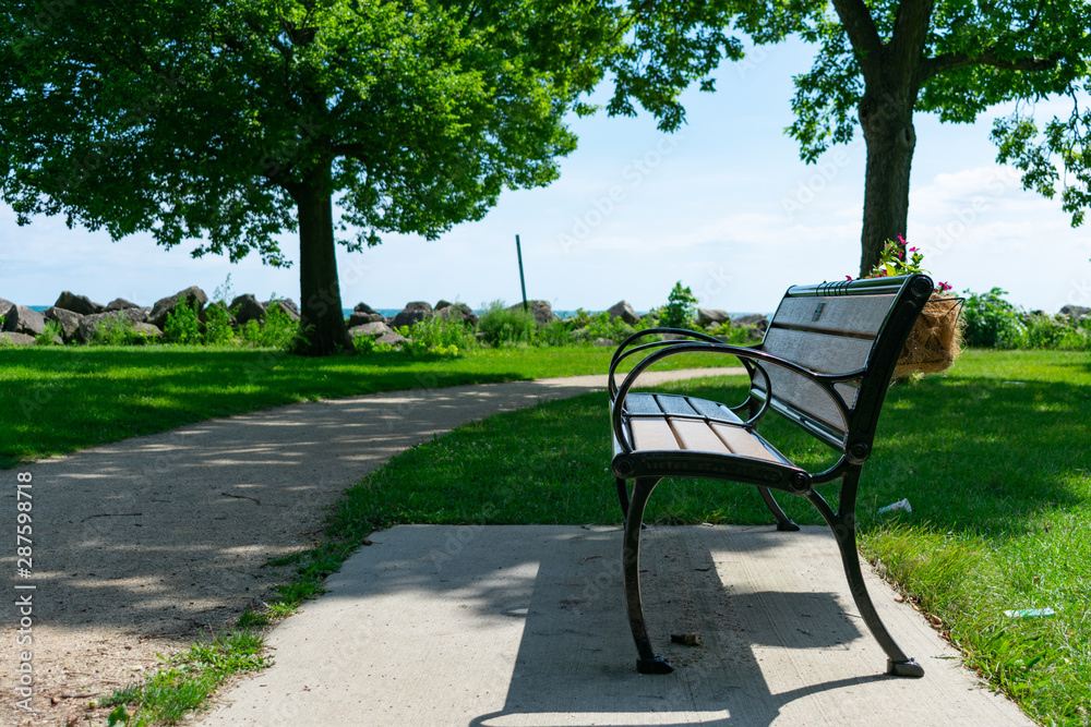 Bench at a Park along Lake Michigan in Evanston Illinois Bench at a Park along Lake Michigan in Evanston Illinois