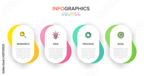 Infographic design with icons and 4 options or steps. Thin line vector. Infographics business concept. Can be used for info graphics, flow charts, presentations, web sites, banners, printed materials.