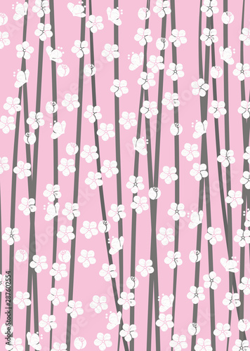 梅の花をあしらった和柄の背景素材