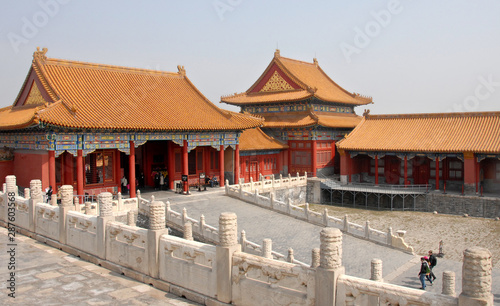 Forbidden City, Beijing, China. A traditional gate inside the Forbidden City. The Forbidden City (or Palace Museum) has traditional Chinese architecture. UNESCO, Beijing