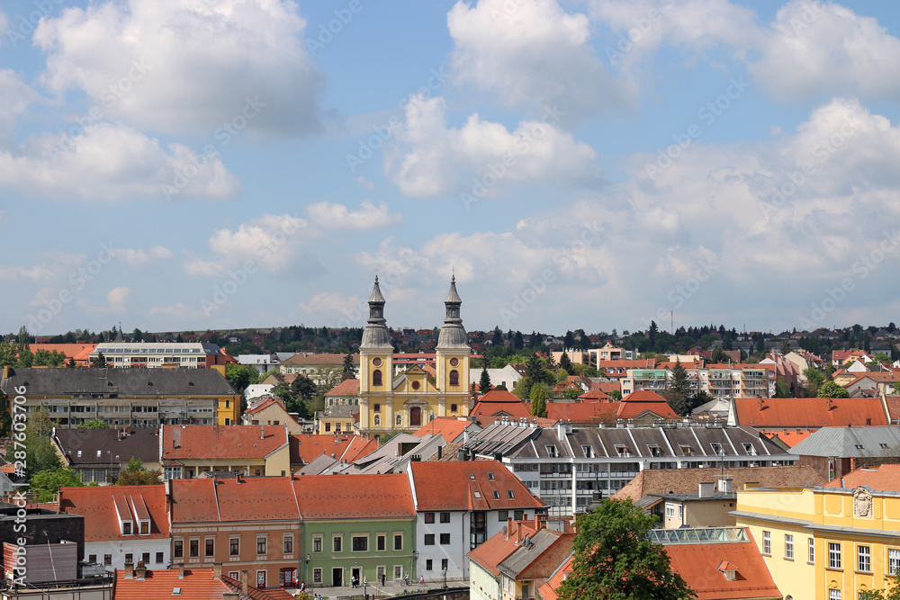 Eger cityscape church and buildings Hungary