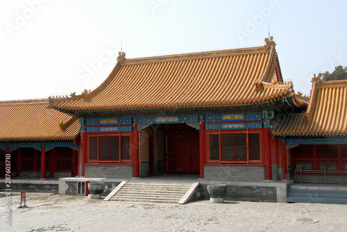 Forbidden City  Beijing  China. A traditional gate inside the Forbidden City. The Forbidden City has traditional Chinese architecture. The Forbidden City is also the Palace Museum  Beijing  China.