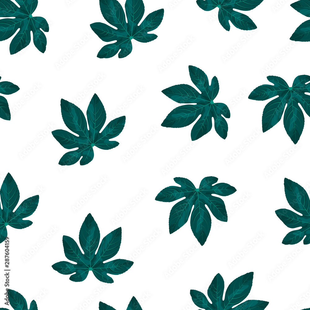 Hand drawn aralia leaves pattern for textile. Tropical leaf wallpaper background. Vector isolated illustration. Texture for wrapping paper. Hand drawn aralia leaves pattern for textile. Tropical leaf wallpaper background. Vector isolated illustration. Texture for wrapping paper.