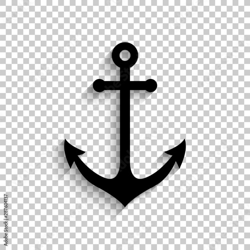 Anchor - black vector  icon with shadow