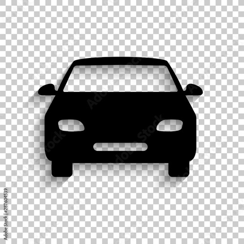 Car - black vector  icon with shadow