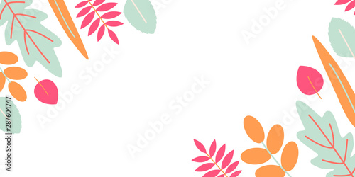 Colorful leaves poster template for web and print. Fall background design