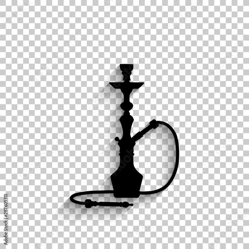silhouette of a hookah - black vector  icon with shadow