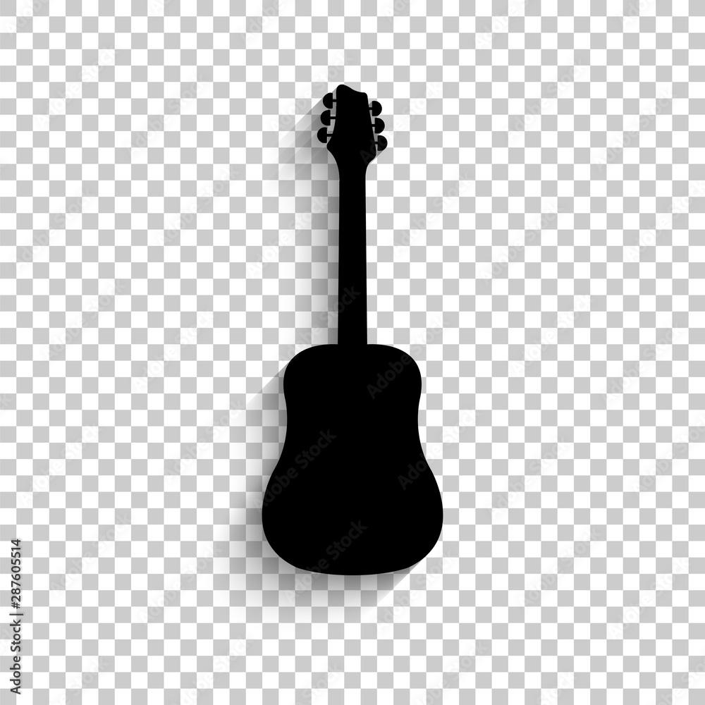 Naklejka premium Guitar - black vector icon with shadow