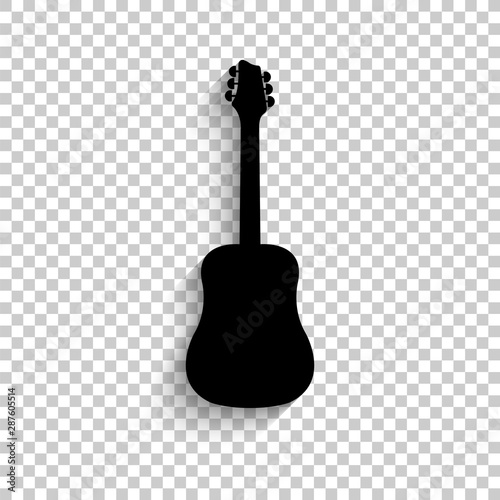 Guitar - black vector  icon with shadow