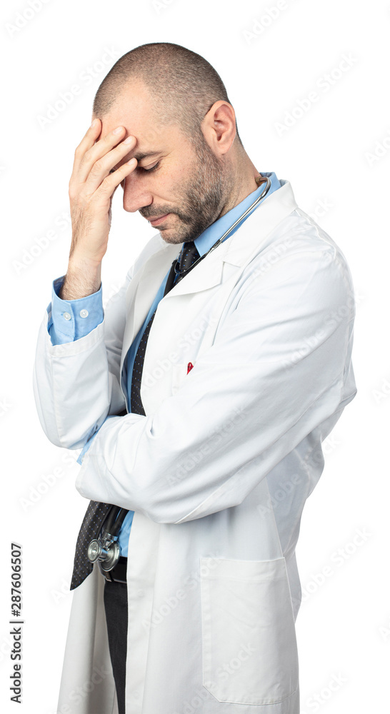 caucasian doctor with sad and depressed expression caucasian doctor with sad and depressed expression