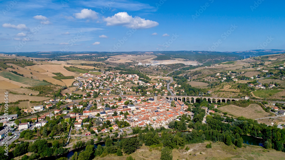 Aerial view of Aguessac village in the Aveyron