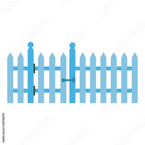 House blue fence icon. Flat illustration of house blue fence vector icon for web design