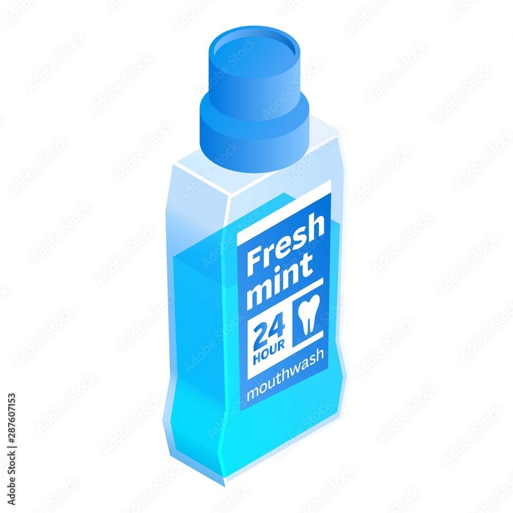 Fresh mint mouthwash icon. Isometric of fresh mint mouthwash vector icon for web design isolated on white background