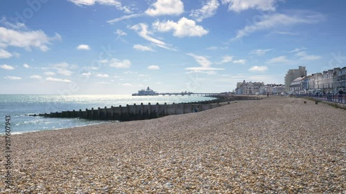 Eastbourne seafront, beach and pier, East Sussex, England
